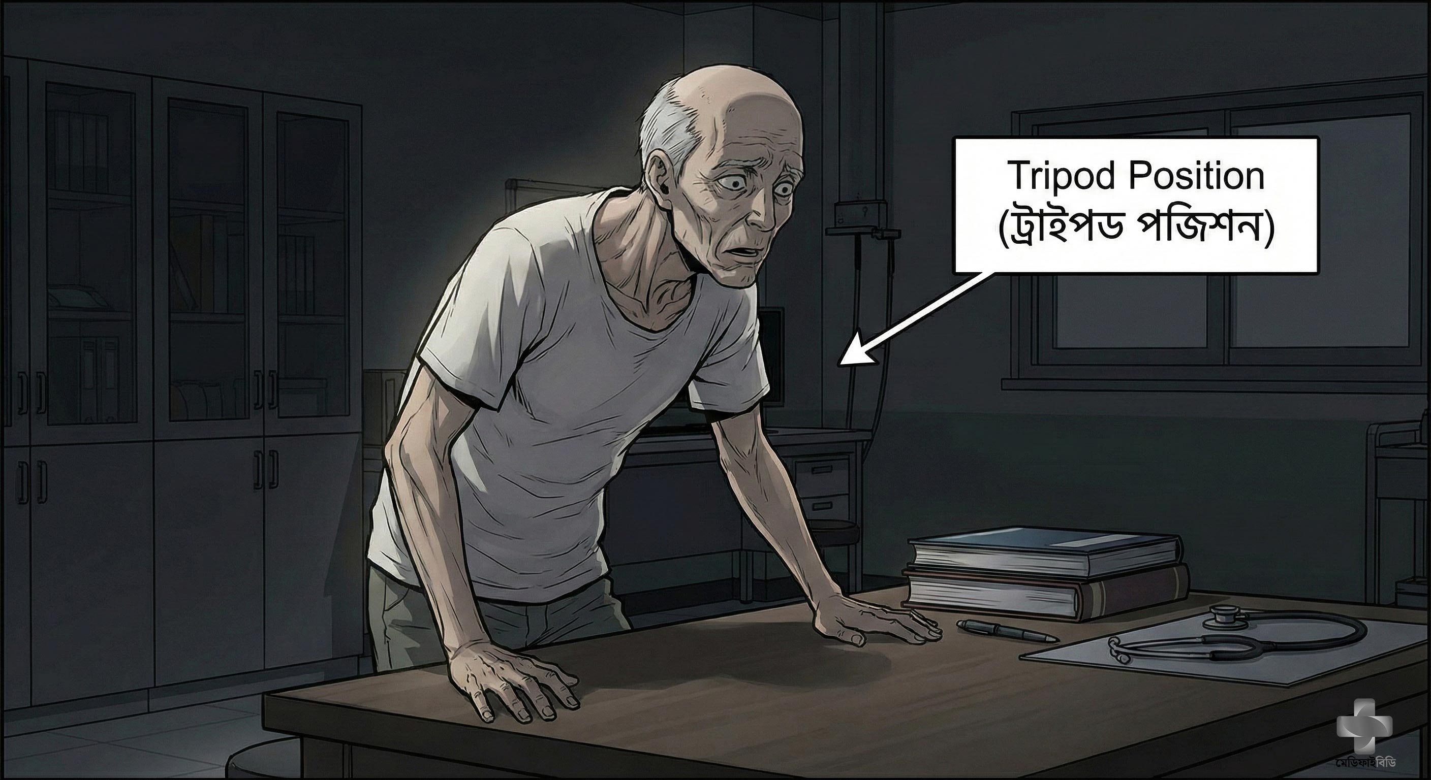 Dr. Ayman explains the tripod position.